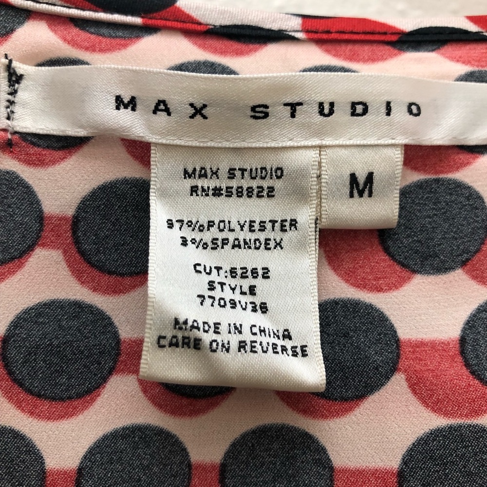 Max Studio Geometric Long Bell Sleeve Button Down Dress Shirt Women's Size M - Picture 9 of 9
